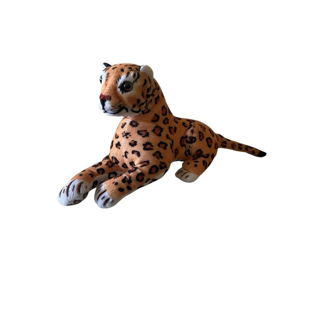 Vintage Plush Leopard Jaguar Big Eye Stuffed Animal Toy 16" Spotted Cat